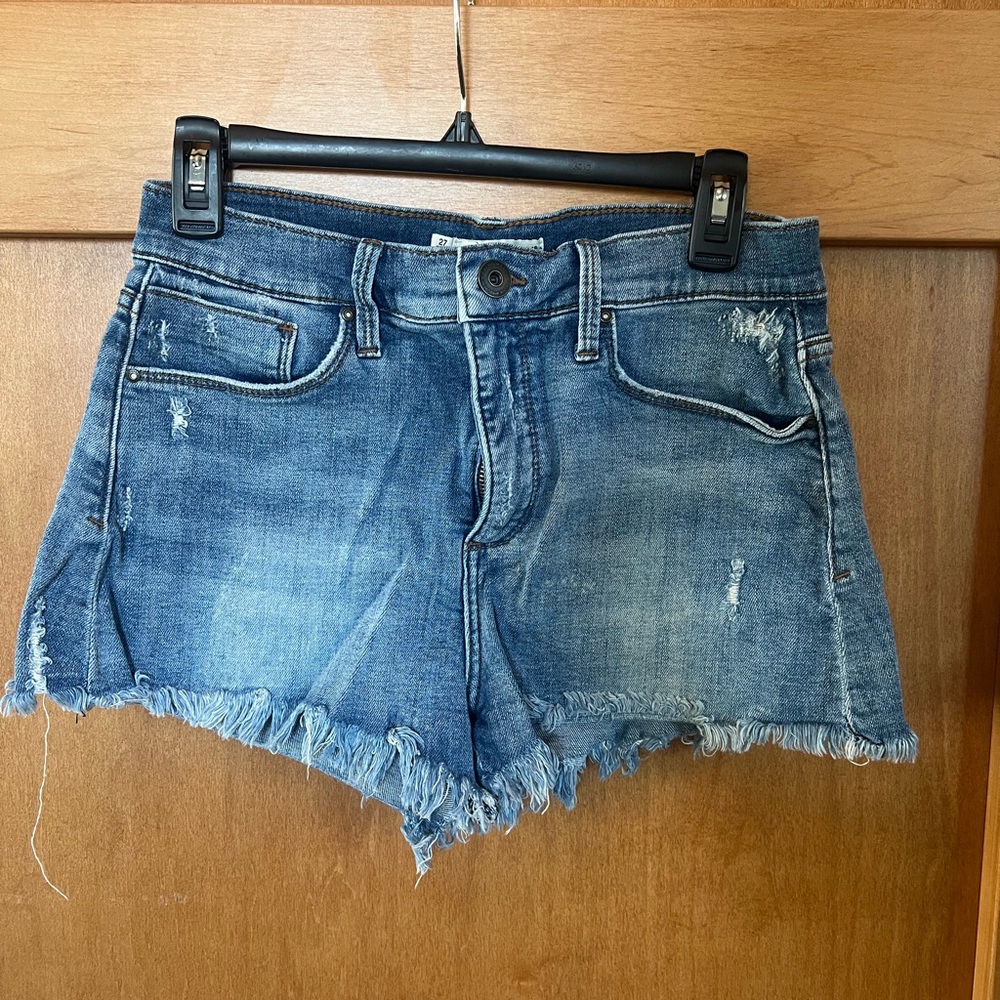Distressed Blue Denim Jean Shorts